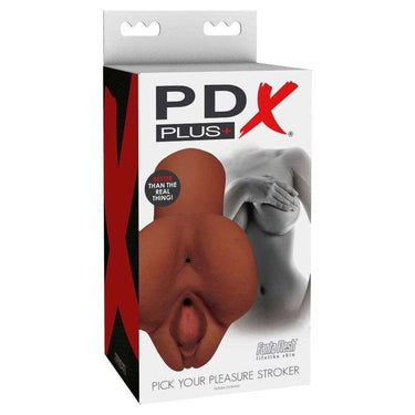 PDX PLUS Stroker Realistico Marrone con Doppio Foro e Tunnel